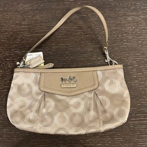 Coach Beige Patterned Wristlet